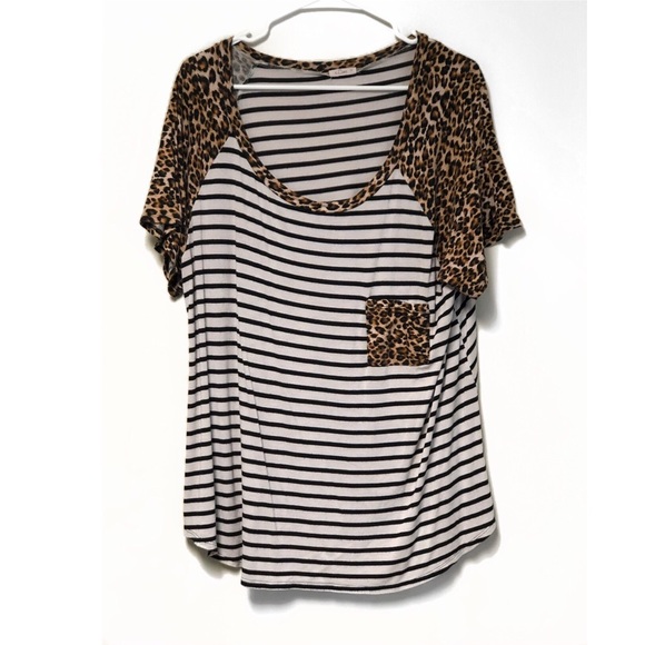 E. Luna Super Soft Cheetah spring Plus Size Tee - Picture 1 of 4